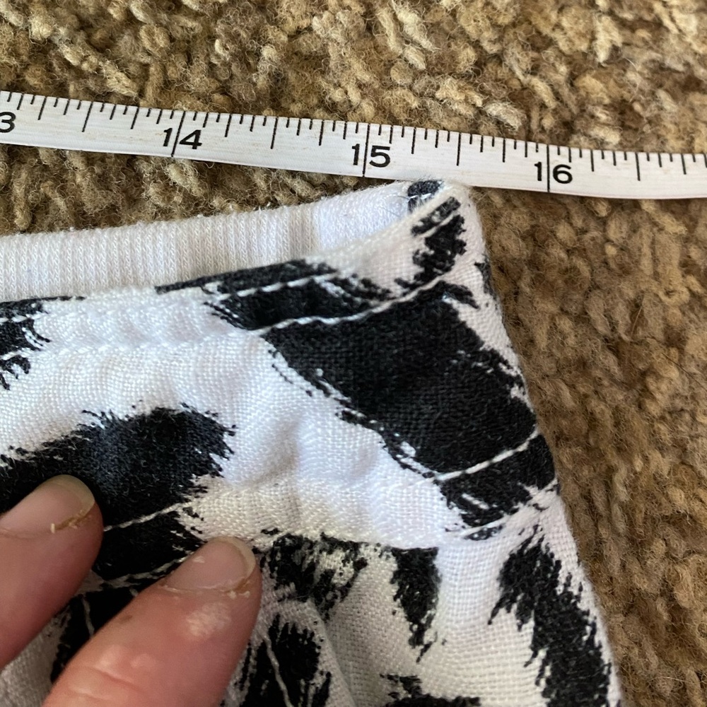 Madison 100% Linen Pants Size 12 Black and White Elastic Waist Drawstring Beach - Picture 13 of 13
